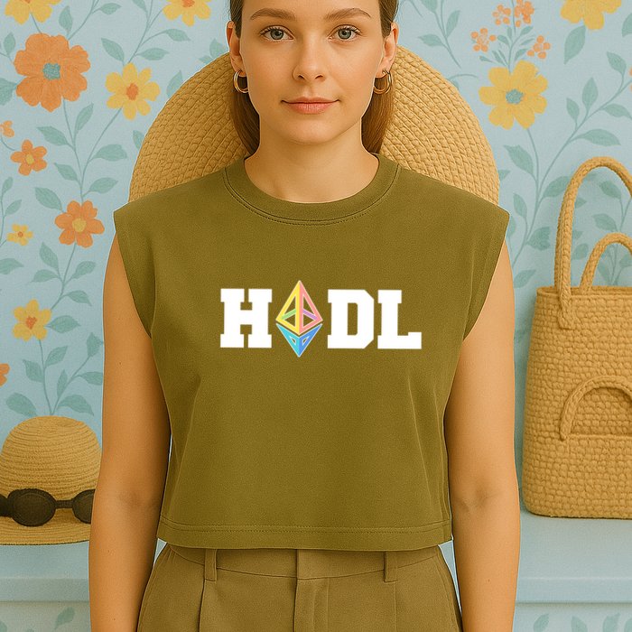 Hodl Ethereum ETH Crypto Currency To the Moon Garment-Dyed Women's Muscle Tee