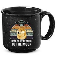 Hodl On We're Going To The Moon Retro Dogecoin 15oz Campfire Ceramic Mug