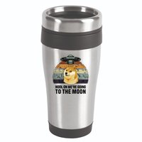 Hodl On We're Going To The Moon Retro Dogecoin 16oz Travel Tumbler