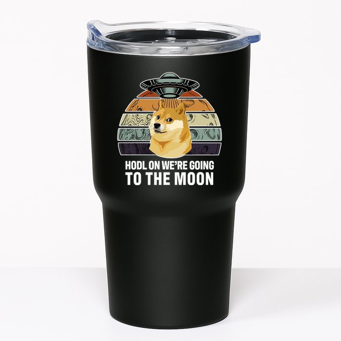Hodl On We're Going To The Moon Retro Dogecoin Tumbler