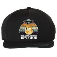 Hodl On We're Going To The Moon Retro Dogecoin Wool Snapback Cap