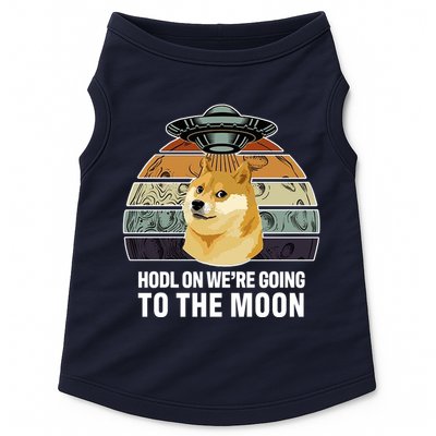 Hodl On We're Going To The Moon Retro Dogecoin Doggie Tank