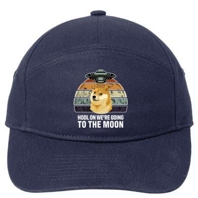Hodl On We're Going To The Moon Retro Dogecoin 7-Panel Snapback Hat