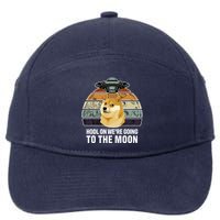 Hodl On We're Going To The Moon Retro Dogecoin 7-Panel Snapback Hat