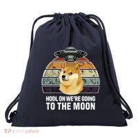 Hodl On We're Going To The Moon Retro Dogecoin Drawstring Bag