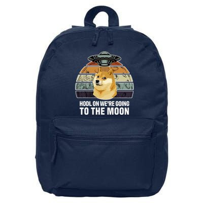 Hodl On We're Going To The Moon Retro Dogecoin 16 in Basic Backpack
