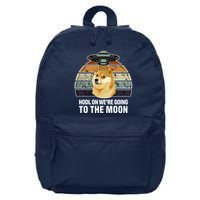 Hodl On We're Going To The Moon Retro Dogecoin 16 in Basic Backpack
