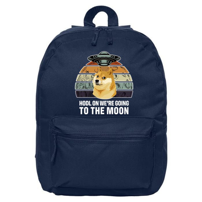 Hodl On We're Going To The Moon Retro Dogecoin 16 in Basic Backpack