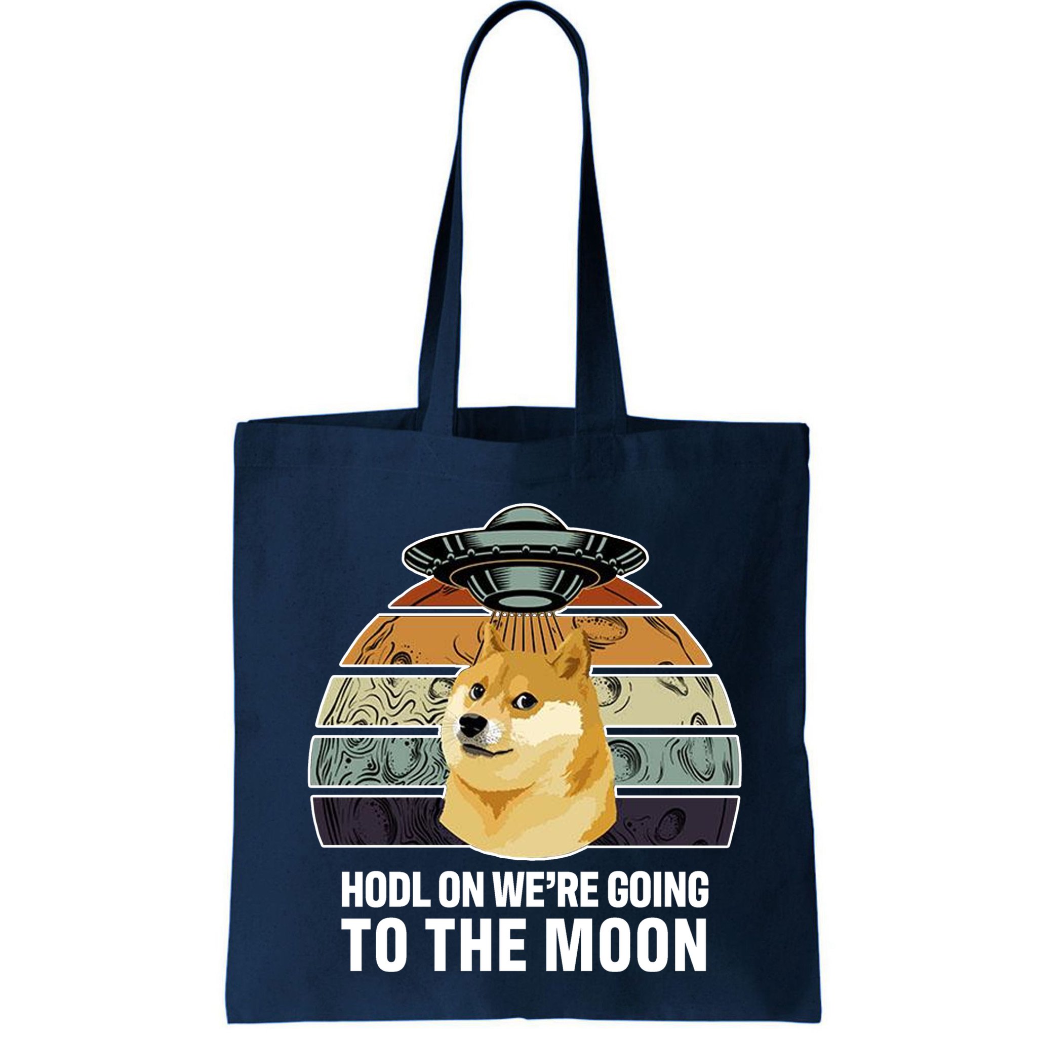 Hodl On We're Going To The Moon Retro Dogecoin Bag