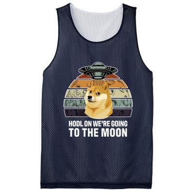 Hodl On We're Going To The Moon Retro Dogecoin Mesh Reversible Basketball Jersey Tank