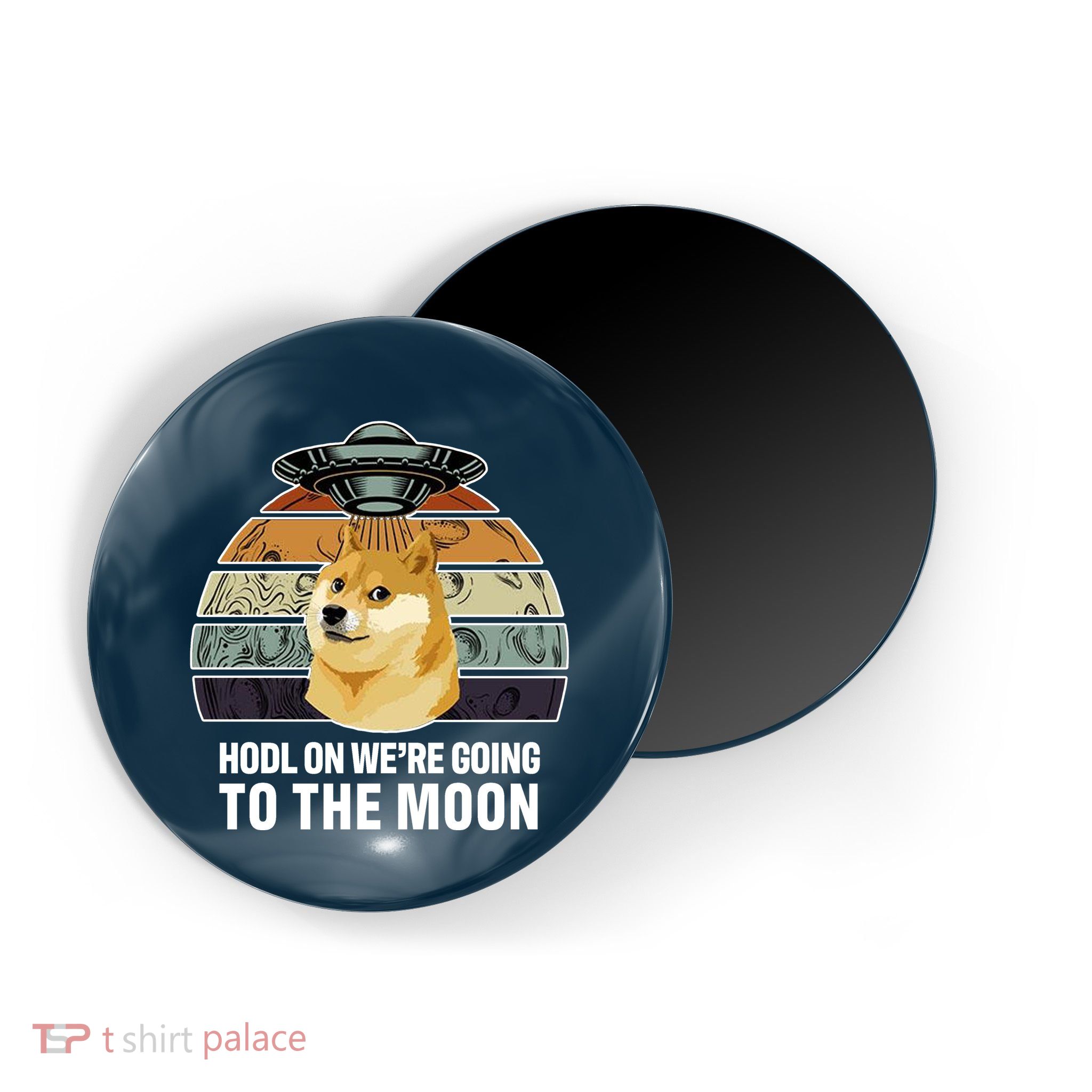 Hodl On We're Going To The Moon Retro Dogecoin Magnet