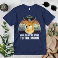 Hodl On We're Going To The Moon Retro Dogecoin Premium T-Shirt