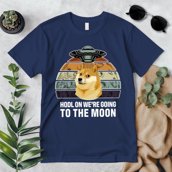 Hodl On We're Going To The Moon Retro Dogecoin Premium T-Shirt