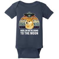 Hodl On We're Going To The Moon Retro Dogecoin Baby Bodysuit