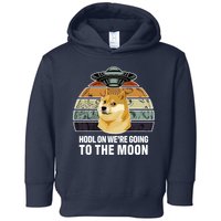 Hodl On We're Going To The Moon Retro Dogecoin Toddler Hoodie