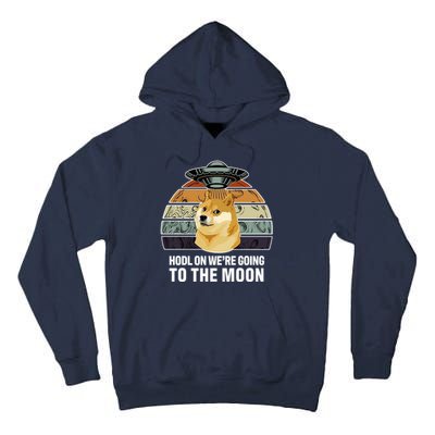 Hodl On We're Going To The Moon Retro Dogecoin Tall Hoodie