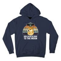 Hodl On We're Going To The Moon Retro Dogecoin Tall Hoodie
