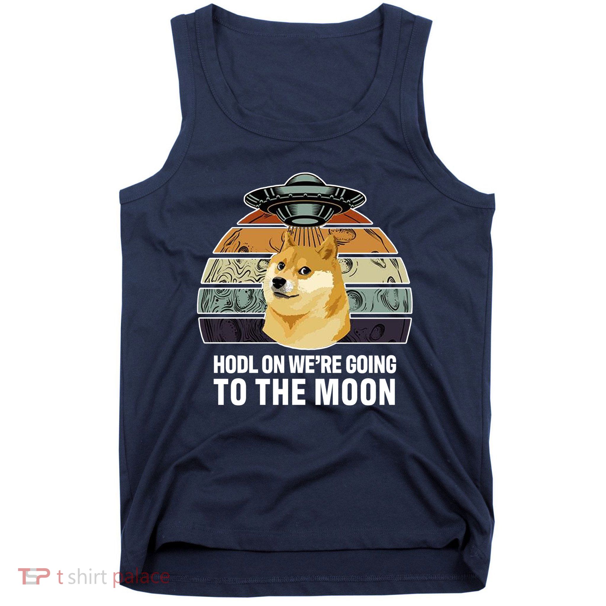 Hodl On We're Going To The Moon Retro Dogecoin Tank Top