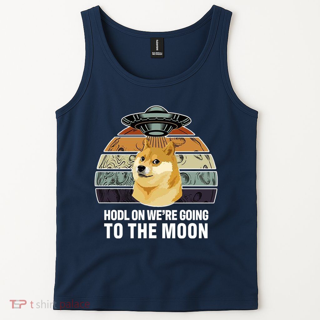 Hodl On We're Going To The Moon Retro Dogecoin Tank Top