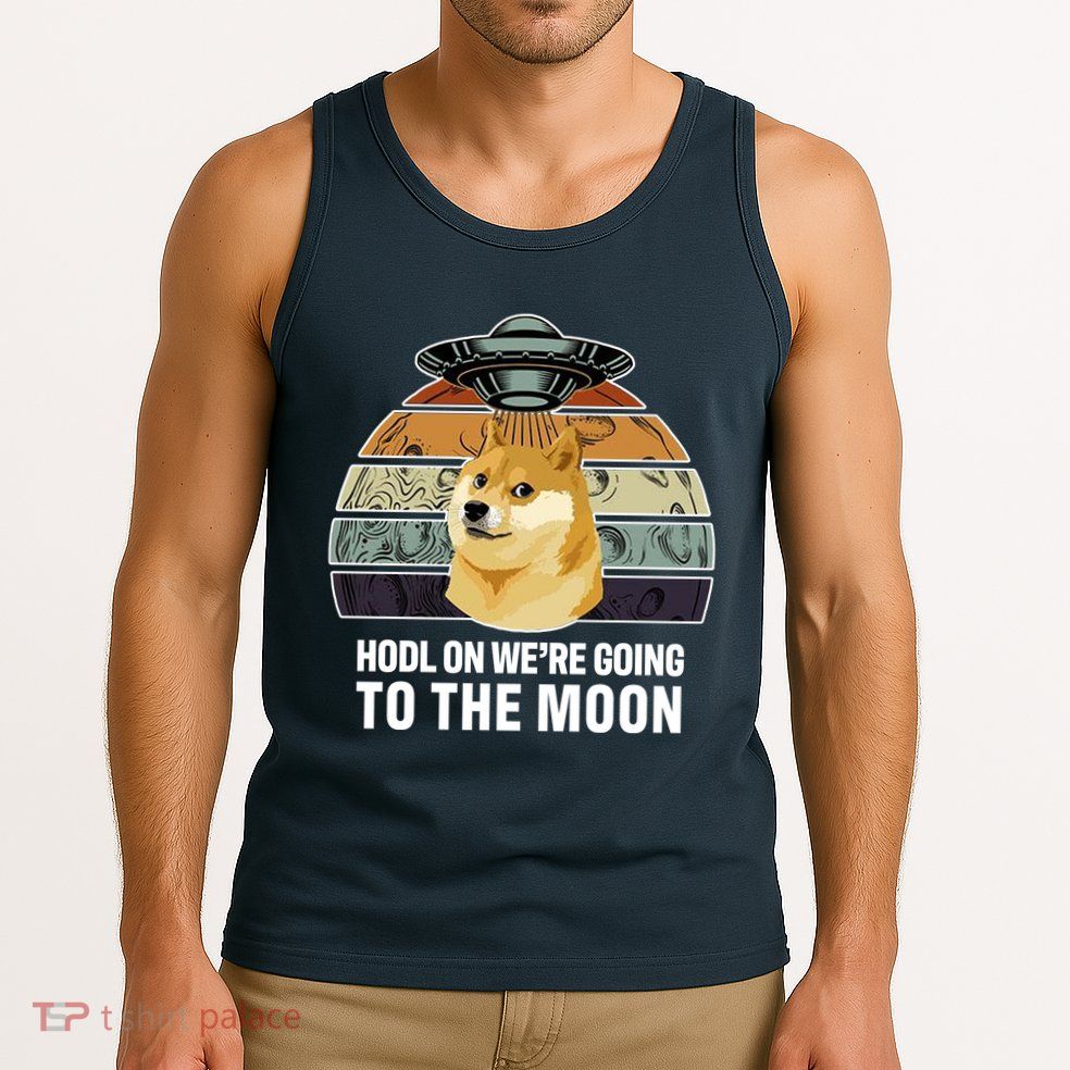 Hodl On We're Going To The Moon Retro Dogecoin Tank Top