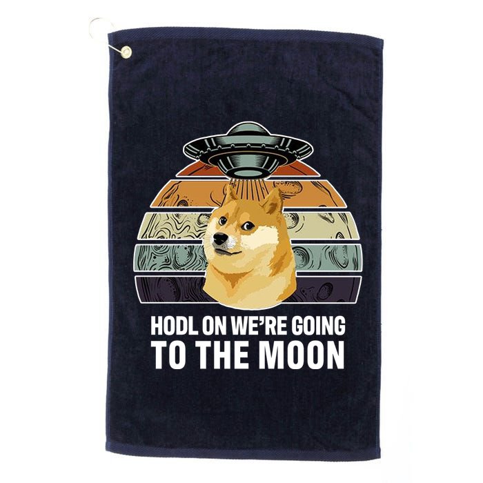 Hodl On We're Going To The Moon Retro Dogecoin Golf Towel