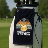 Hodl On We're Going To The Moon Retro Dogecoin Golf Towel