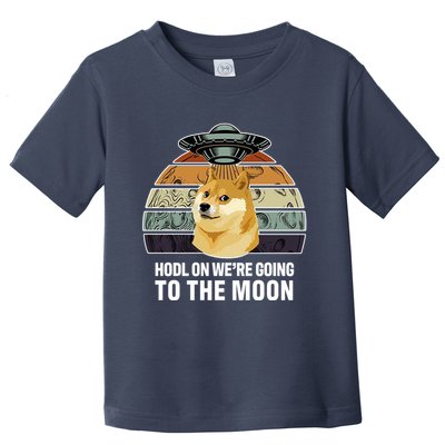 Hodl On We're Going To The Moon Retro Dogecoin Toddler T-Shirt