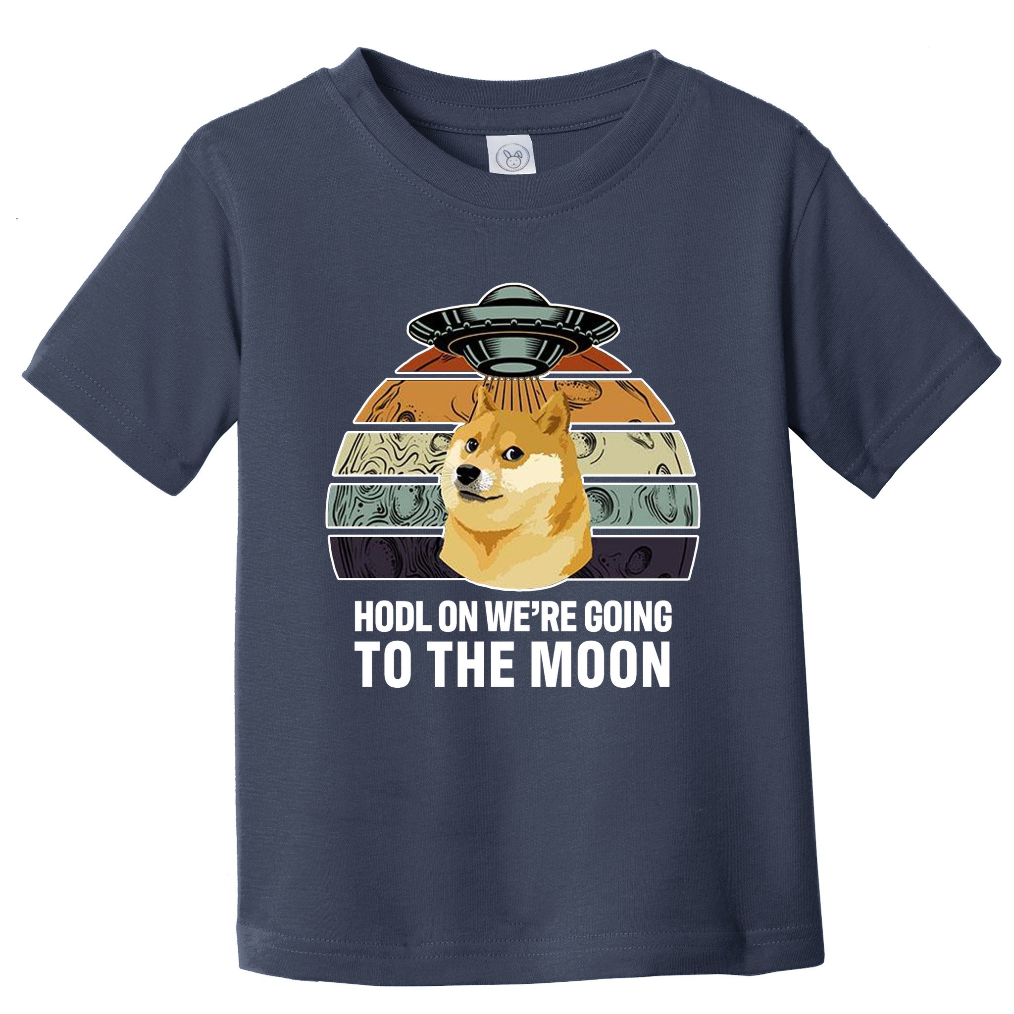 Hodl On We're Going To The Moon Retro Dogecoin Toddler T-Shirt