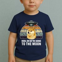 Hodl On We're Going To The Moon Retro Dogecoin Toddler T-Shirt