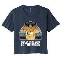 Hodl On We're Going To The Moon Retro Dogecoin Crop Top