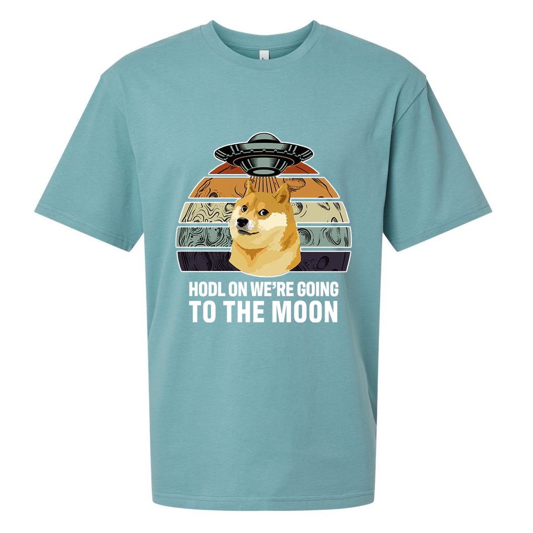 Hodl On We're Going To The Moon Retro Dogecoin Sueded Cloud Jersey T-Shirt