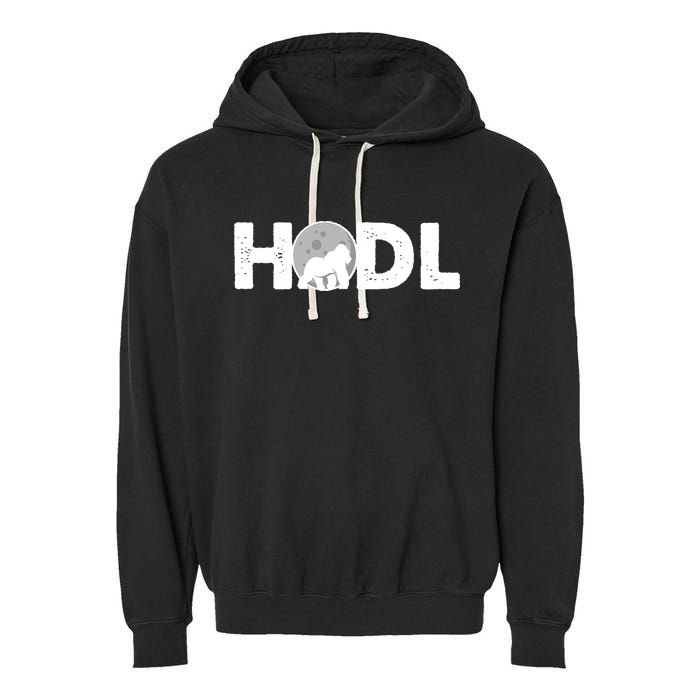 Hodl Stonk to the Moon Ape Crypto Currency Garment-Dyed Fleece Hoodie