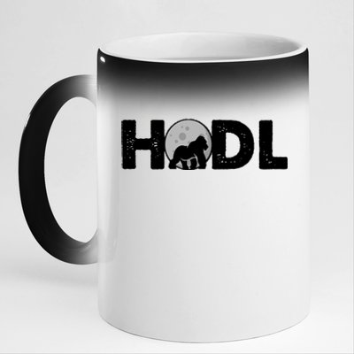 Hodl Stonk to the Moon Ape Crypto Currency 11oz Black Color Changing Mug