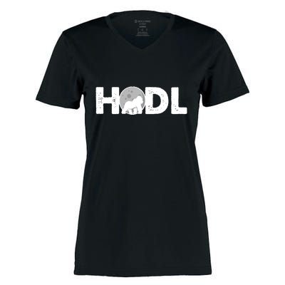 Hodl Stonk to the Moon Ape Crypto Currency Women's Momentum V-Neck T-Shirt