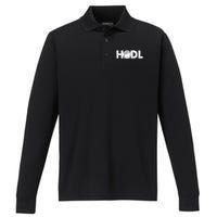 Hodl Stonk to the Moon Ape Crypto Currency Performance Long Sleeve Polo