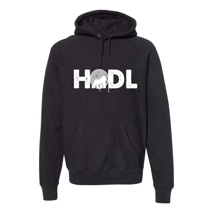 Hodl Stonk to the Moon Ape Crypto Currency Premium Hoodie