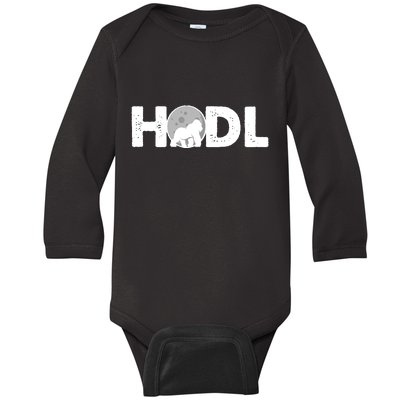 Hodl Stonk to the Moon Ape Crypto Currency Baby Long Sleeve Bodysuit