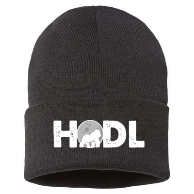 Hodl Stonk to the Moon Ape Crypto Currency Sustainable Knit Beanie