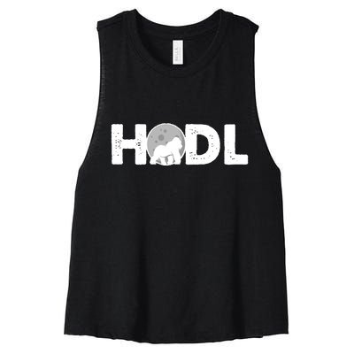 Hodl Stonk to the Moon Ape Crypto Currency Women's Racerback Cropped Tank