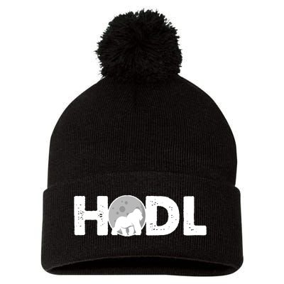 Hodl Stonk to the Moon Ape Crypto Currency Pom Pom 12in Knit Beanie