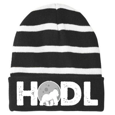 Hodl Stonk to the Moon Ape Crypto Currency Striped Beanie with Solid Band