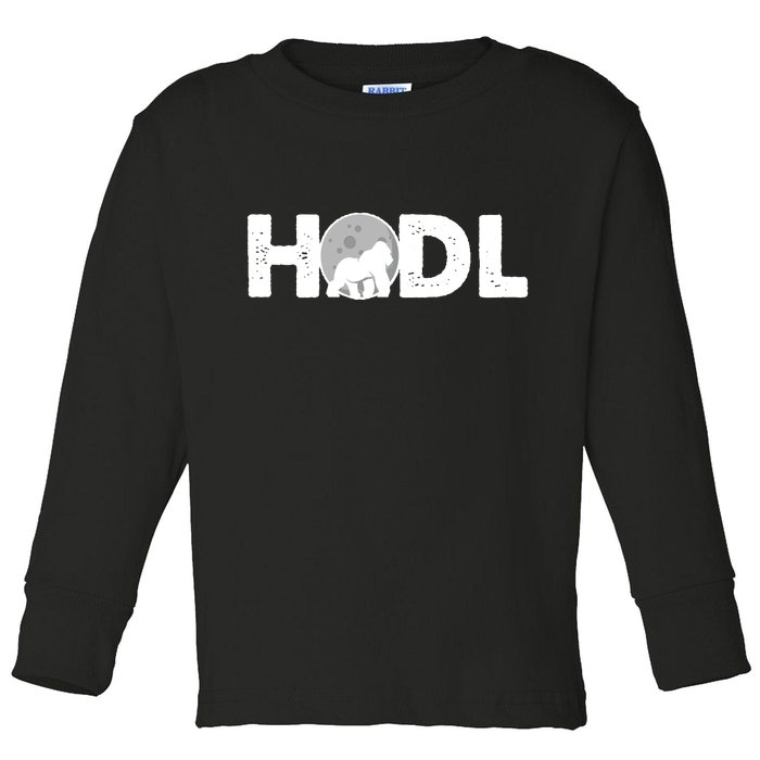 Hodl Stonk to the Moon Ape Crypto Currency Toddler Long Sleeve Shirt