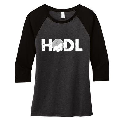 Hodl Stonk to the Moon Ape Crypto Currency Women's Tri-Blend 3/4-Sleeve Raglan Shirt