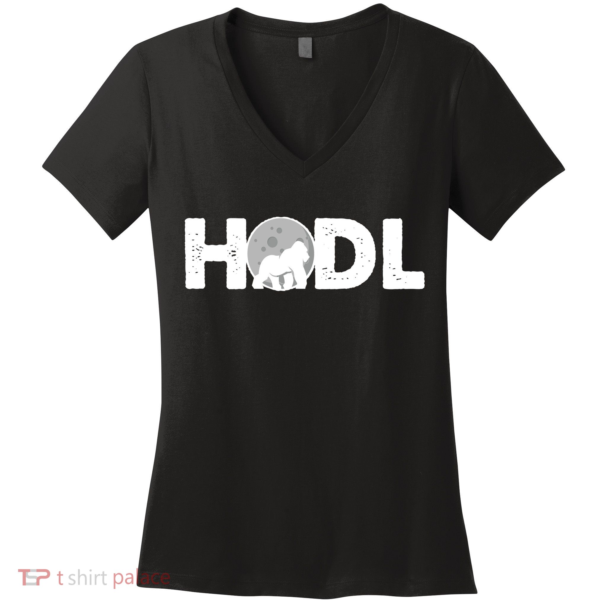 Hodl Stonk to the Moon Ape Crypto Currency Women's V-Neck T-Shirt