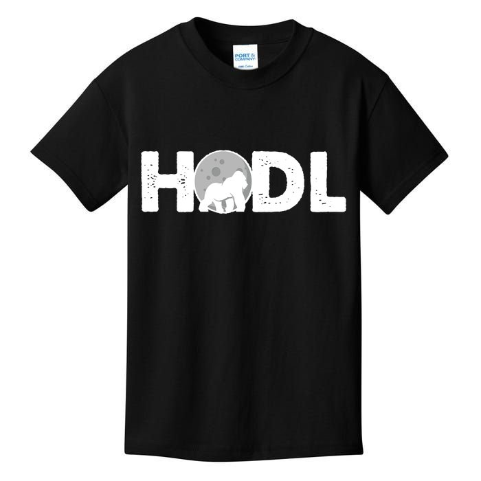 Hodl Stonk to the Moon Ape Crypto Currency Kids T-Shirt