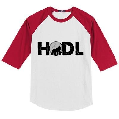 Hodl Stonk to the Moon Ape Crypto Currency Kids Colorblock Raglan Jersey