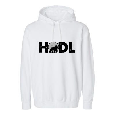 Hodl Stonk to the Moon Ape Crypto Currency Garment-Dyed Fleece Hoodie