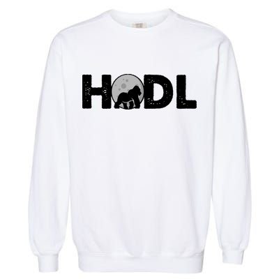 Hodl Stonk to the Moon Ape Crypto Currency Garment-Dyed Sweatshirt