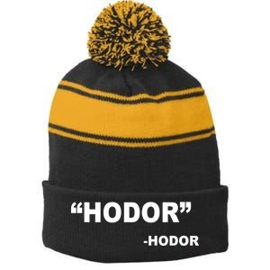 Hodor Logo Stripe Pom Pom Beanie