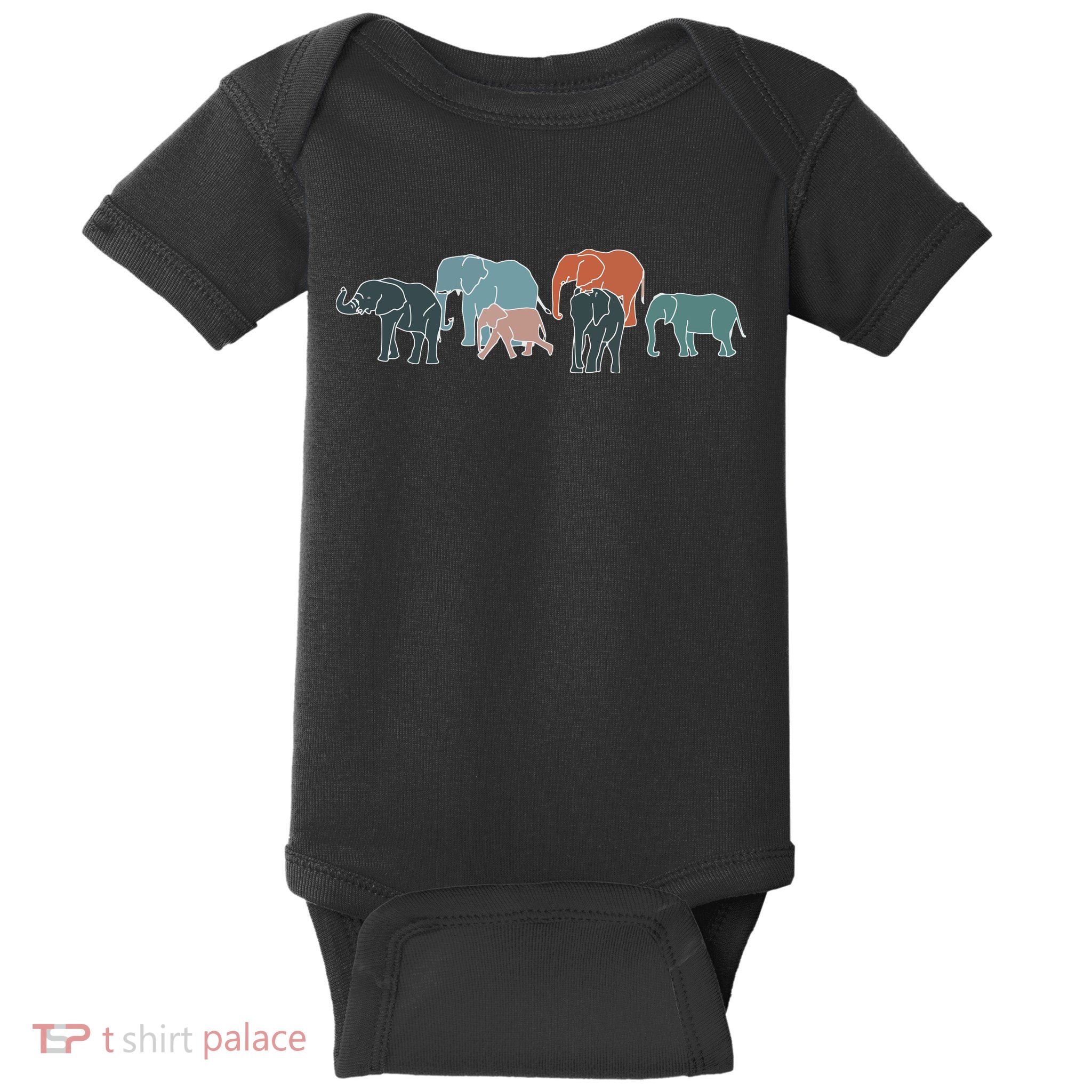 Herd Of Elephants For Africa And Elephant Lovers Baby Bodysuit